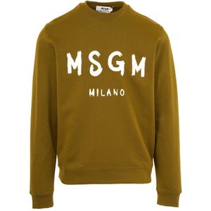 Msgm, Heren, Sweatshirts & Hoodies, Groen, Maat: L