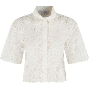 Ermanno Scervino, Dames, Blouses & Shirts, Wit, Maat: 2XS Linnen,