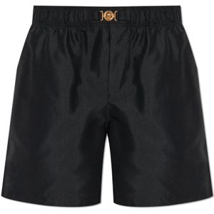 Versace, Heren, Badkleding, Zwart, Maat: M Satijn,