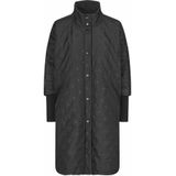 Masai - Zwarte Geribbelde Jas - Dames - Polyester - Met Gestippeld Patroon