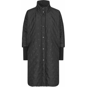 Masai - Zwarte Geribbelde Jas - Dames - Polyester - Met Gestippeld Patroon