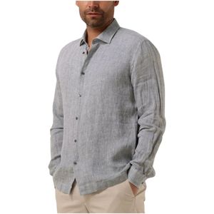 Genti, Heren, Overhemden, Grijs, Maat: XL Linnen,