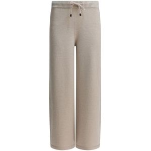 Drumohr, Dames, Broeken, Beige, Maat: M Leer,