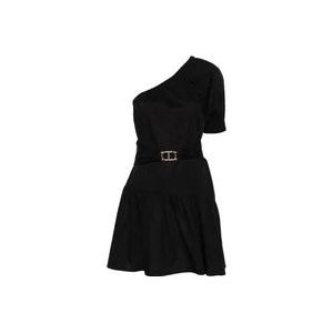 Twinset Elegant One-Shoulder Short Dress , Black , Dames , Maat: XS