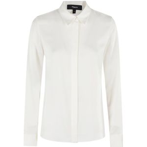 Theory, Dames, Blouses & Shirts, Wit, Maat: L Leer,