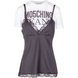 Moschino, Dames, Tops, Zwart, Maat: S Katoen,
