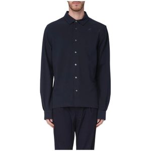K-Way, Heren, Overhemden, Blauw, Maat: L Piqué,