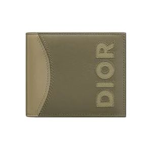 Dior Groene Leren Bi-Fold Portemonnee met Logo Detail , Green , Heren , Maat: ONE Size