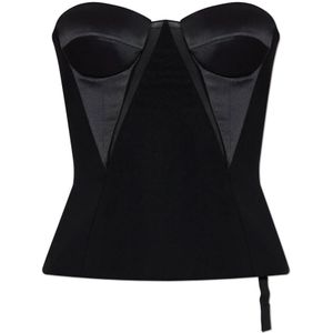 Versace, Dames, Tops, Zwart, Maat: 2XS Leer,