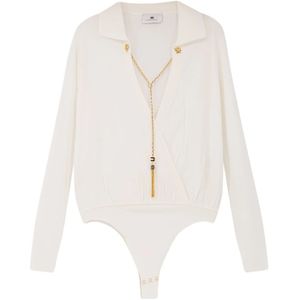 Elisabetta Franchi, Dames, Tops, Beige, Maat: XL Zijde,