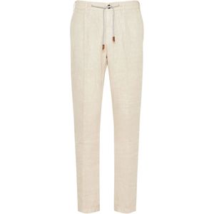 Eleventy, Heren, Broeken, Beige, Maat: W34 Linnen,