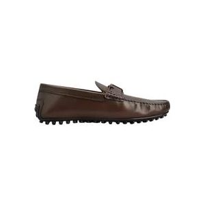 Tod's Vintage-geïnspireerde bruine platte schoenen , Brown , Heren , Maat: 45 EU