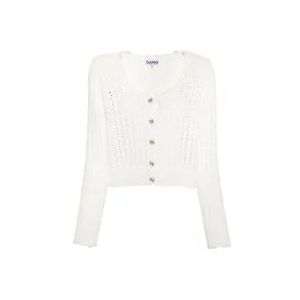Ganni Witte Casual Lage O-Hals Vest , White , Dames , Maat: XS