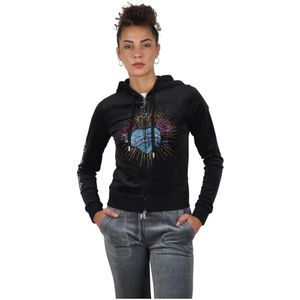 Juicy Couture, Dames, Sweatshirts & Hoodies, Zwart, Maat: L Poliester,