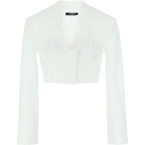 Balmain Witte Poplin Overhemd , White , Dames , Maat: XS