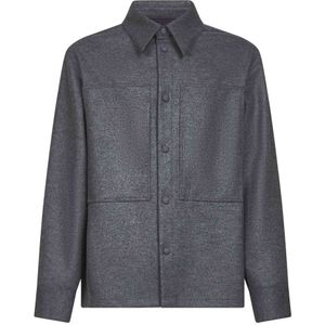 Jil Sander, Heren, Blouses & Shirts, Grijs, Maat: M Wol,