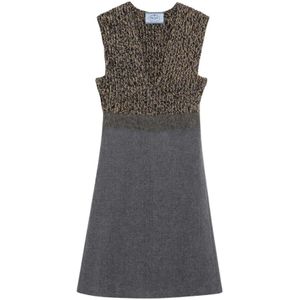Prada, Dames, Jurken, Grijs, Maat: XS