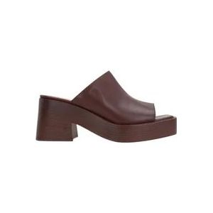 Tod's Bruin Leren Blokhak Sandalen , Brown , Dames , Maat: 39 EU