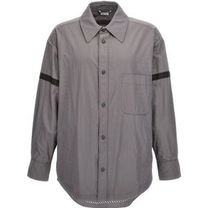 Thom Browne, Heren, Overhemden, Grijs, Maat: S Nylon,