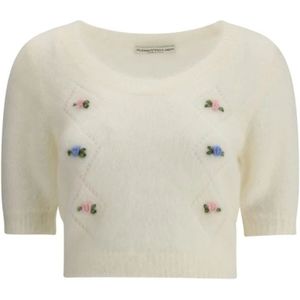 Alessandra Rich, Dames, Truien, Wit, Maat: 2XS Mohair,