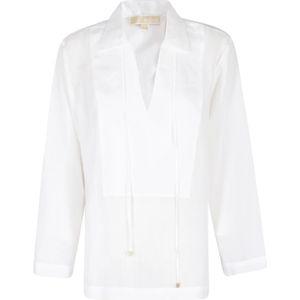 Michael Kors, Dames, Blouses & Shirts, Wit, Maat: XS Linnen,