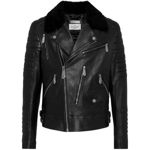 Philipp Plein, Heren, Jassen, Zwart, Maat: M Leer,
