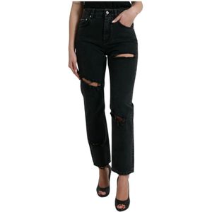 Dolce & Gabbana - High Waist Tattered Jeans - Zwart - Katoenmix