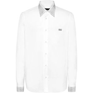 Philipp Plein, Heren, Overhemden, Wit, Maat: 3XL Katoen,