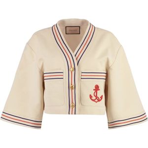 Gucci, Dames, Jassen, Beige, Maat: 2XS Linnen,