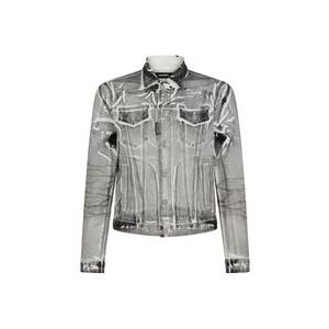 Dsquared2 Gescheurde Denim Jas , Gray , Heren , Maat: 2XL