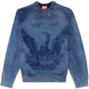 Diesel, Heren, Sweatshirts & Hoodies, Blauw, Maat: XL Denim,