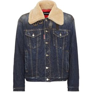 Dsquared2, Heren, Jassen, Blauw, Maat: S Zijde,