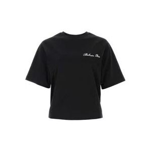 Balmain Zwarte katoenen T-shirt , Black , Dames , Maat: S