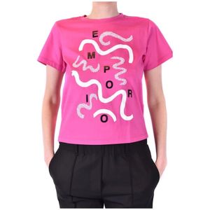 Emporio Armani, Dames, Tops, Roze, Maat: S Katoen,
