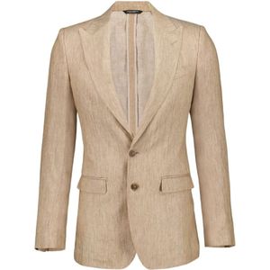 Dolce & Gabbana, Heren, Jassen, Beige, Maat: M Linnen,