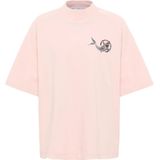 Carlo Colucci - Dorigoni - Shirt - Rosa/Zwart - Geribbelde Kraag, Ronde Hals, Jersey