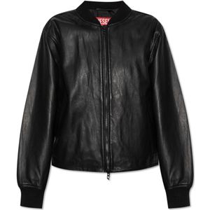 Diesel, Dames, Jassen, Zwart, Maat: 3XS Leer,