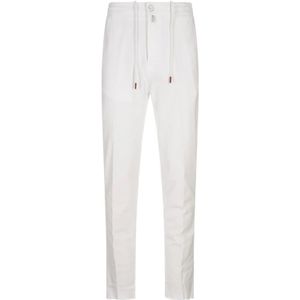 Kiton, Heren, Broeken, Wit, Maat: W33 Katoen,