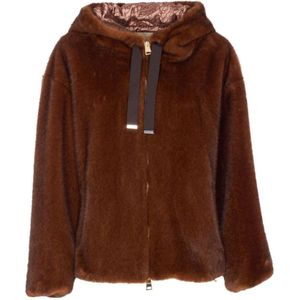 Herno - Eco-Bont Hoodie - Bruin - Dames - Satijn