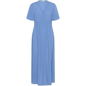 Kaffe - Myrna - Jurk - Ultramarine Blauw - Viscose - V-hals - Lang