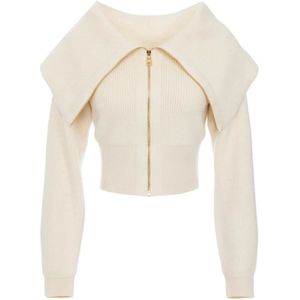 Elisabetta Franchi, Dames, Truien, Beige, Maat: XS Wol,