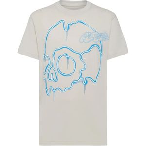 Philipp Plein, Heren, Tops, Beige, Maat: 4XL Katoen,