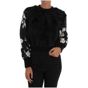 Dolce & Gabbana, Dames, Sweatshirts & Hoodies, Zwart, Maat: 3XS Katoen,