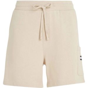 Tommy Hilfiger - Katoenen Shorts - Wit - Tailleband met Trekkoord - Logo Borduursel
