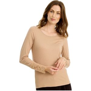 IN Front, Dames, Tops, Beige, Maat: S Poliester,