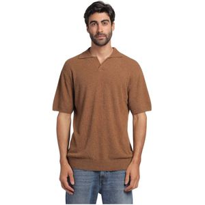 Closed, Heren, Tops, Bruin, Maat: XS Piqué,