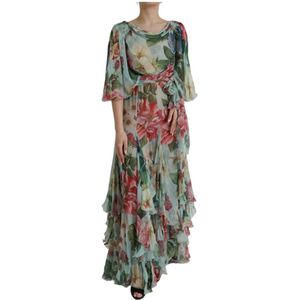 Dolce & Gabbana - Maxi Dress - Blauw - Met Bloemenprint