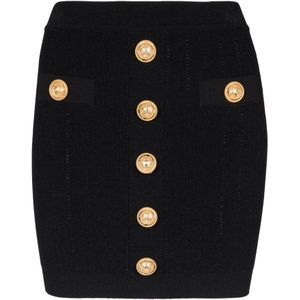 Balmain Gebreide rok met knopen , Black , Dames , Maat: XS