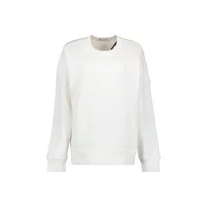Moncler Metallic Logo Sweatshirt , White , Dames , Maat: XS