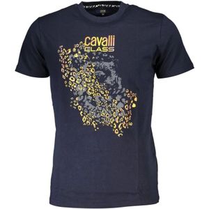 Cavalli Class - Heren T-shirt - Blauw - Katoen - Korte Mouwen